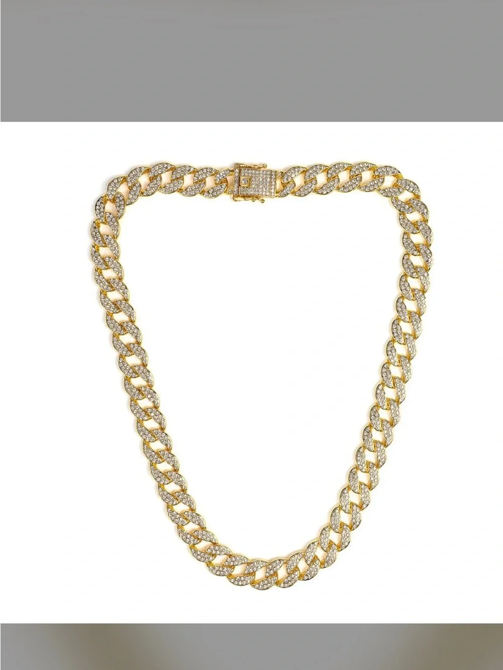 Men’s Gold Cubic Zirconia Pave Cuban Link Necklace 22” With Velvet Dust Bag